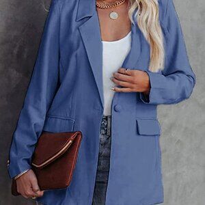 Casual Blazers Long Sleeve Open Front Button Work Office Blazer Jackets with